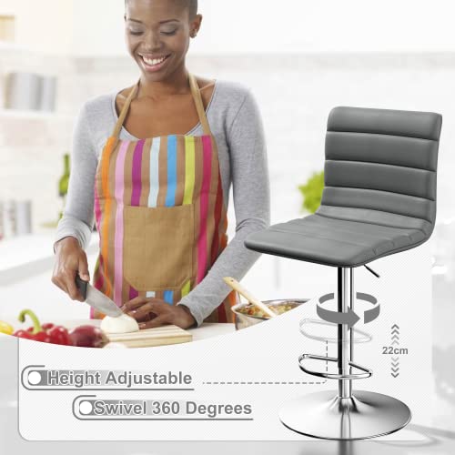 Nicbex Swivel Bar Stools Modern Pu Leather Adjustable Barstools, Kitchen Island Counter Bar Stools Set Of 2,(Grey Color) #TOP4