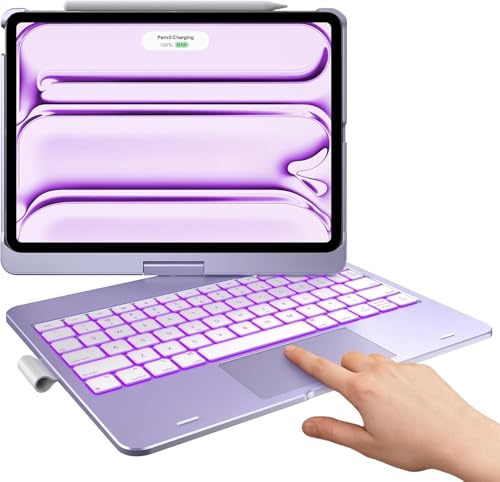 Image of typecase Touch Keyboard for iPad Pro 11 (M5 /M4) with Multi-Touch Trackpad, 11 Colors Backlit, 360 Rotatable Case, Pencil Holder- Light Purple'26 (* NOT for Pro 11 (M2), A16(11th), Air 11 (M3 /M2))