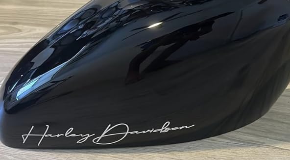 1 pc Handscript motorcycle custom vinyl Decal 2"x10" easy to Apply, customize your motorcycle. (white, HD)