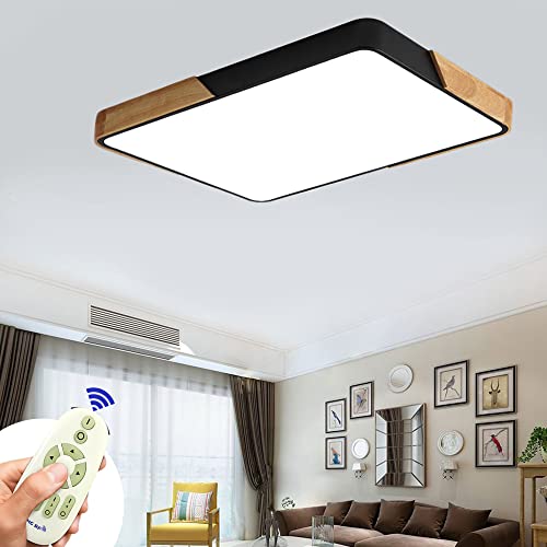 COOSNUG 72W LED Deckenleuchte Dimmbar Holz Deckenlampe Wohnzimmer Schlafzimmer Küche Panel Leuchte (3000-6500K) Cover