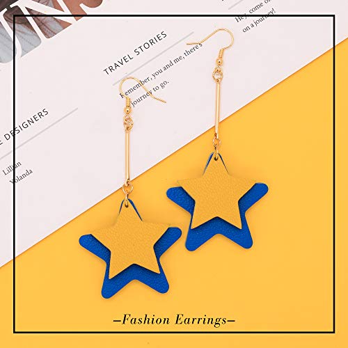 Leather Heart Earrings Dangle for Women Trendy, Star Earrings Lightweight Fashion, Gifts for Her4