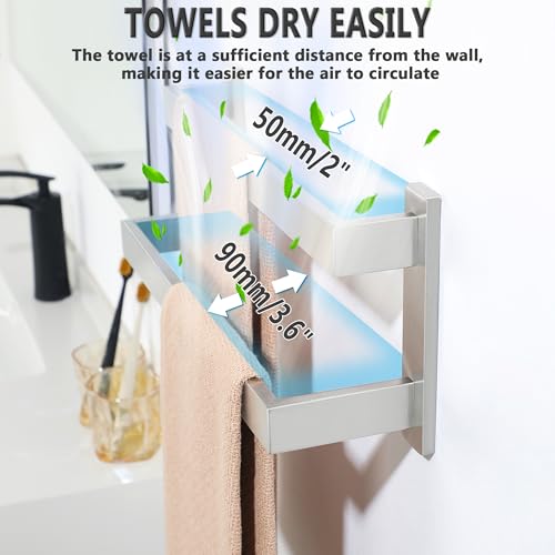 Alise 32 Inch Double Towel Bars for Bathroom Wall Mount,Brushed Nickel Towel Holder Double Towel Racks for Bathroom Lavatory,SUS304 Stainless Steel Square Towel Rail Towel Hanger for Walls