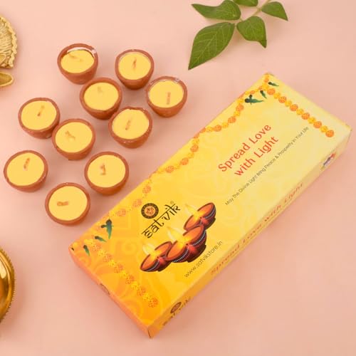 SATVIK 60 Min Nitya Pujan Mechas con Diya sin Cera Pack 10