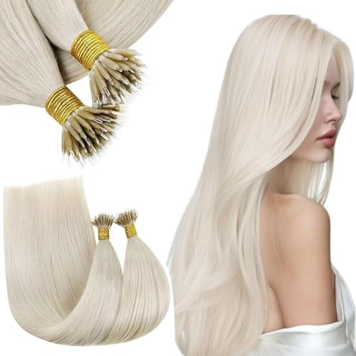 RUNATURE Nano Hair Extensions Real Human Hair, Icy Blonde Nano