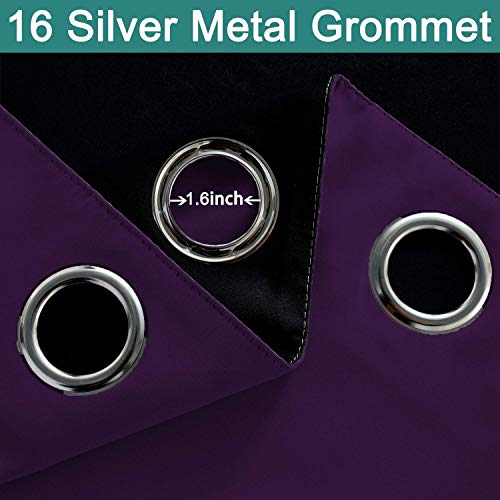 Image of Yakamok Purple 100% Blackout Patio Door Curtain Panels W100 x L96,1 Panel | Noise Reducing Barrier Panel for Sliding Glass Door, 2 Thick Layers Heat Full Light Blocking Patio Door Drapery
