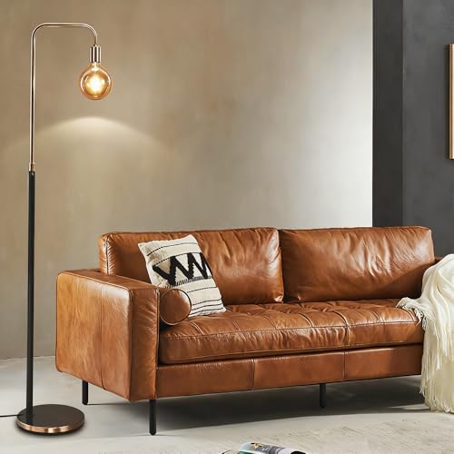 Lampadaire vintage industriel E27 en fer avec abat-jour en verre et ampoule LED