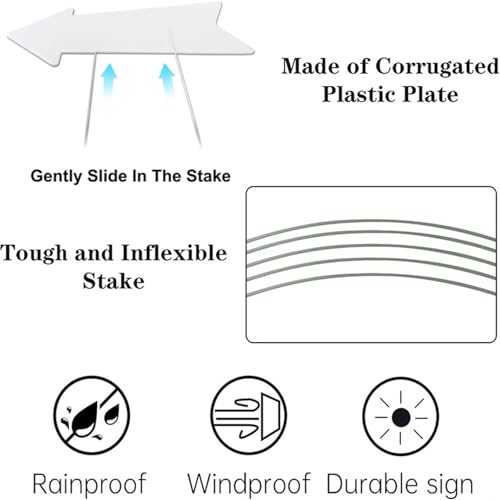 Blank-Arrow-Signs Bulk with Stakes 3 Pack 17 x 6 Inches Wedding Directional Yard-Signs with Stakes, This Way Arrow Yard-Signs Birthday Party Signs Arrow