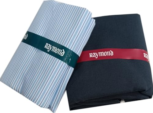 Image of Raymond Premium Unstitched Formal Shirt Fabric, Cotton Blend Stripes, 150 x 150 cm, Regular Fit, Professional Wear Collection
