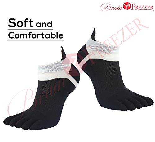 Image of Brain Freezer Pack Of 2 Men's 5 Toe Socks Sports Five Finger Socks Breathable White White Black