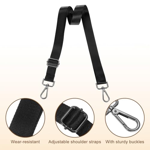 Image of uxcell Wide Shoulder Strap, 2.5cm Adjustable Purse Strap Replacement Crossbody Strap for Shoulder Bag Handbag, Black, Black Pull Core Buckle