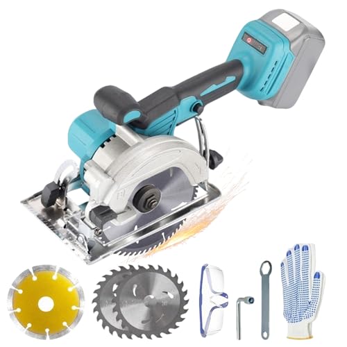 Akku-Kreissäge für Makita 18V Lithium-Akku, Bürstenlose Akku Handkreissäge mit 2 Sägeblättern(125mm), 6200RPM Mini-Kreissäge Einstellbarer Schnittwinkel & Tiefe (ohne Akku)