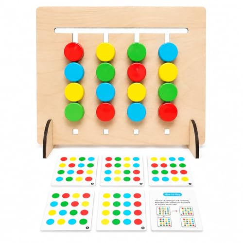 Image of PLUSPOINT Montessori Slide Puzzle Game for Kids - Color & Pattern Matching Educational Brain Teaser Toy for Ages 3-8, Preschool Learning Activity & Travel Gift for Boys & Girls
