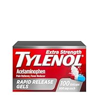 Tylenol Extra Strength Acetaminophen Rapid Release Gels, Pain Reliever & Fever Reducer, Gelcaps with Laser-Drilled Holes for Fast Release, Gentle on Stomach, 500 mg Per Gelcap, 100 Count OTC Medicine
