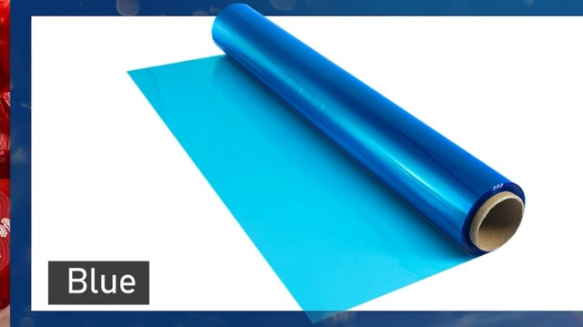 Rotolo di cellophane, larghezza 40 cm x lunghezza 30 m, spessore 3,5 mm, fiore rosso trasparente, per regali, cesti, dolcetti, carta da regalo in cellophane, decorazione natalizia colorata (blu