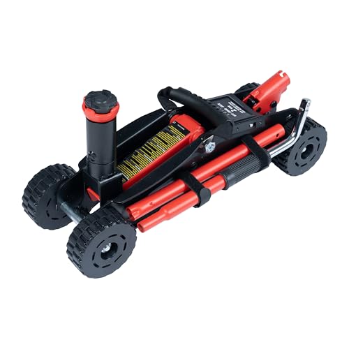 2 Ton (4 400 lbs) Hydraulic Off-Road Floor Jack with Big Wheels Heavy-Duty Steel Construction Adjustable Height Saddle for Trucks SUVs & ATVs
