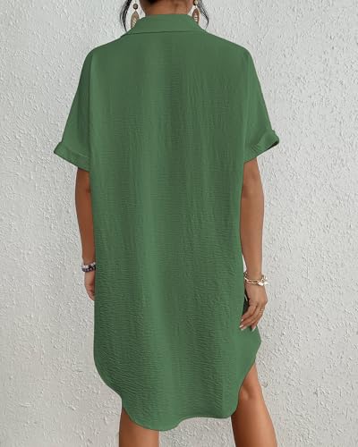 Image of Bsubseach Women Swimsuit Coverup Shirt Dress Button Down Bathing Suit Cover Up Beach Vacation Outfits