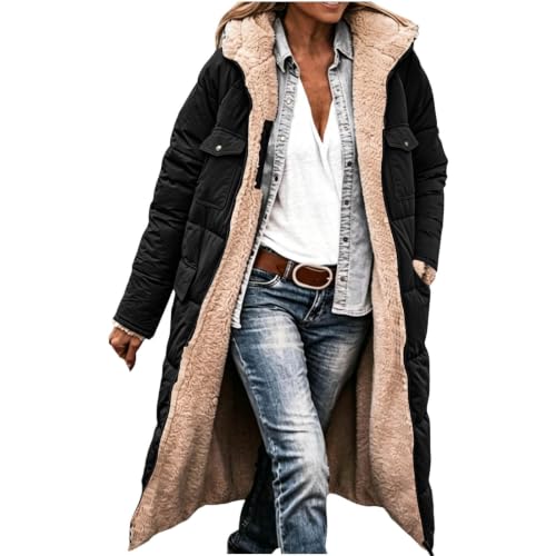 FPMLUXLL Womens Winter Coats Hooded Long Fleece Puffer Coat with Pockets - image 4
