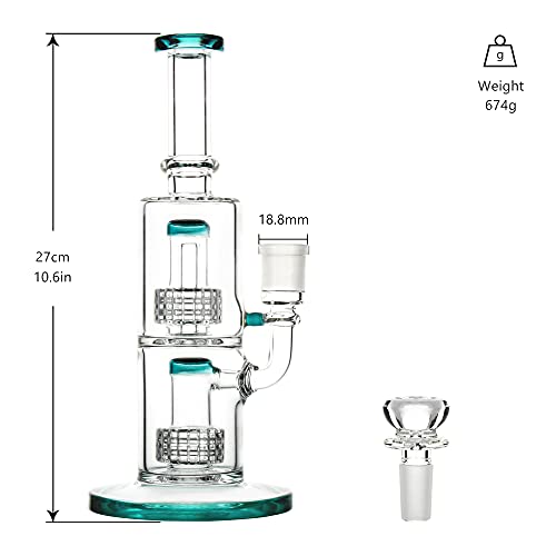 The7boX Dicke Bong Glas Wasserbongs gerade Wasserpfeife 18,8 mm Rig Rohre mit doppelschichtigem Filter dunkelgr¡§1n – Bild 4