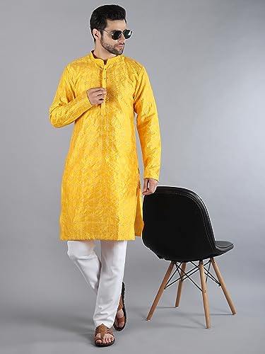 Image of Uri and MacKenzie Embroidery Silk Men's Kurta Pyjama Set