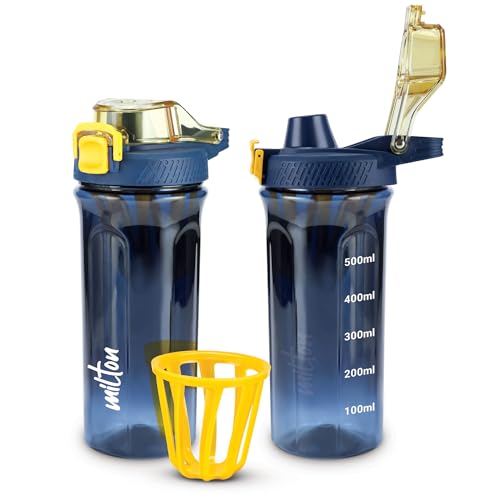 Image of Milton Gym Shaker Bottle 700 ml I 100% Leak Proof With Removable Blender I Measurement Marking I BPA Free, Food Grade I Ideal for Protein,Pre Workout,BCAAs,Water, Not suitable for hot /warm water, Blue