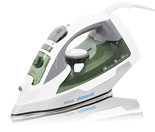 Viasonic Elite 1500W Steam Iron - Anti-Drip & Self-Cleaning, Anti-Calcium, Vertical Steam - Stainless Steel Soleplate - XL 300ML Tank - Steam, Spray, Dry - ETL Listed by Unity