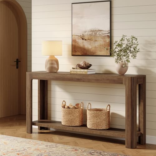 Tribesigns 63-Inch Console Table, Farmhouse Entryway Table with Storage, Narrow
