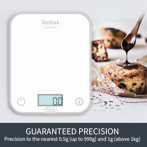 Tefal, Optisss BC50U0V0 Elektronische Küchenwaage, leicht lesbares Display, kratzfest, Kapazität 5 kg, Weiß – Ansicht 4