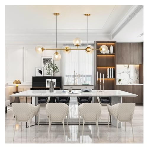 Lampe Spoutnik réglable dorée avec 6 globes en verre pour salle à manger - 2