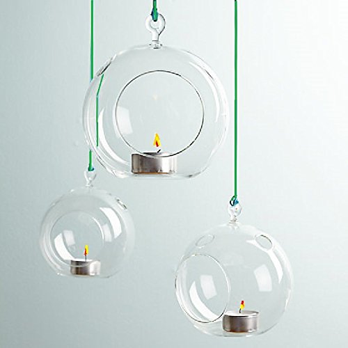 (Set of 3) Handmade Home Decor Glass Balls Hanging Candle Holders Decorate Your Room or Gift Idea