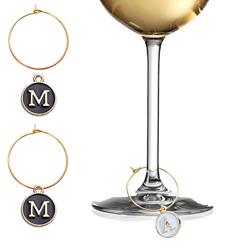 Aylifu 60Pcs 25Mm Wine Glass Charm Rings Earring Beading Hoop With 52Pcs Black & White Letter Beads Charms Enamel Initial Charms #TOP3