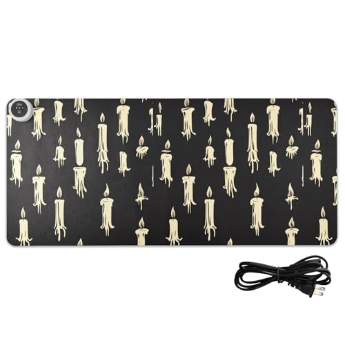Tapis de souris chauffant en cuir noir pour ordinateur portable