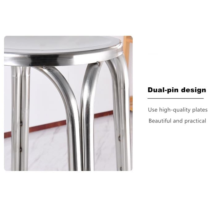 Image of NGFC Steel Stool for Indoor /Outdoor Use - Home, Medical, Hospital, Food, Doctor, Kitchen, Office, Cafe, Cafeteria - Metal Bar Chair (SQ Steel New, Silver pk4)