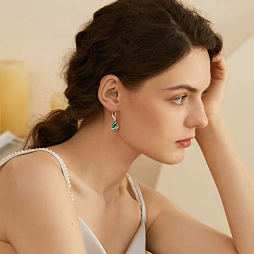 Birthstone Dangle Drop Earrings for Women 925 Sterling Silver Teardrop Leverback Earrings Jewelry Gifts for Wife Girlfriend Mother Daughter Her2