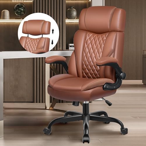 Amazon.com: BOWTHY Office Desk Chair,Mid Back Executive Leather Chair ...