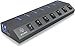 Produktbild ICY BOX IB-Hub1701-U3 7-fach USB 3.0 Hub und Ladegerät, An-/Ausschalter für jeden Port, Netzteil (12V/4A), Aluminium, Ladestandard BC 1.2, grau