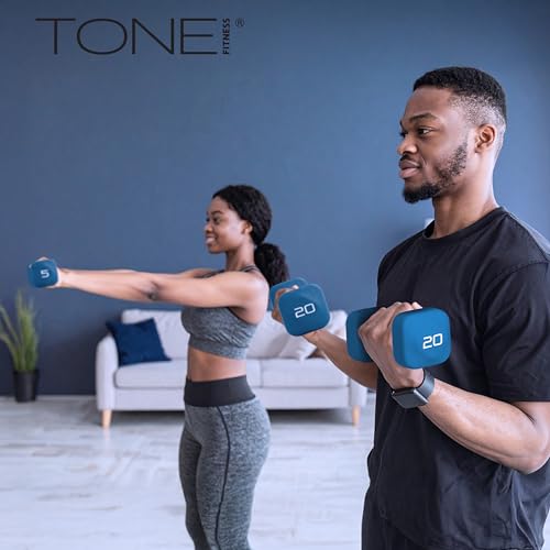 Tone Fitness Neoprene Dumbbell Weight Pairs with Anti-Roll Square Head | Multiple Options