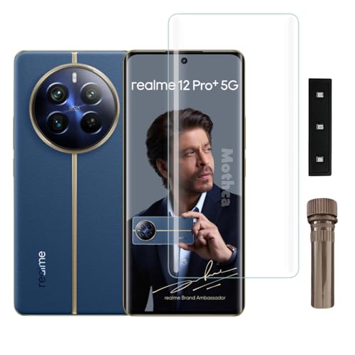 Image of Mothca Premium UV Tempered Glass Screen Protector For Realme 12 pro plus (Pack of 1) Full Adhesive UV Curved Screen Guard, Case Friendly with Installation Kit