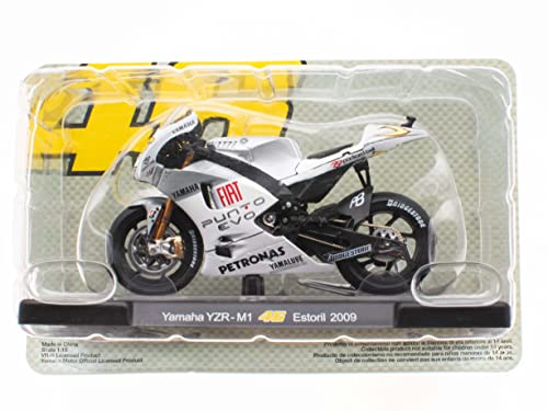 OPO 10 - Moto 1/18 de The Doctor Valentino Rossi #46, Reproduction Compatible avec Yamaha YZR-M1 - Estoril 2009 - VR022