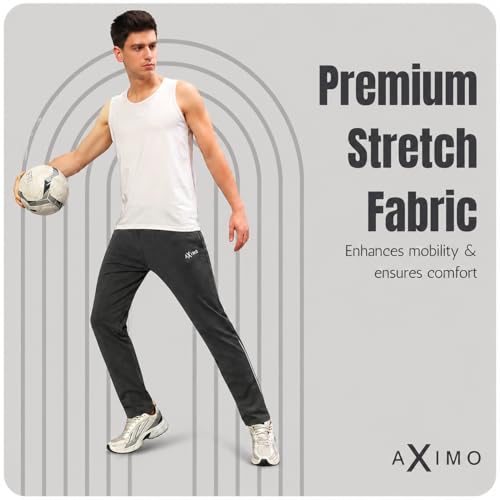 Image of Men Denim Track Pants Slim Fit Joggers Elastic Waistband Drawstring Stretchable Fabric Casual Lounge Travel Pants with Side Pockets Stylish Streetwear Jogger Pants for Men
