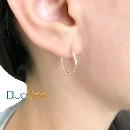 Brinco Feminino Argola Sextavado Fio Quadrado Ouro 18k 750 c/Estojo e Certificado