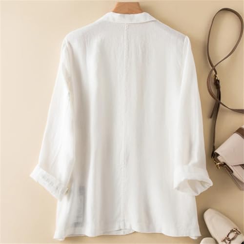 Women Cotton and Linen Blazer Spring and Summer Loose Casual Coat2