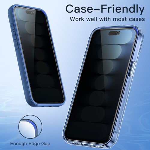 JETech Privacy Screen Protector for iPhone 15 Plus 6.7-Inch, Anti-Spy Tempered Glass Film with Easy Installation Tool, 2-Pack by JETech - Image 8