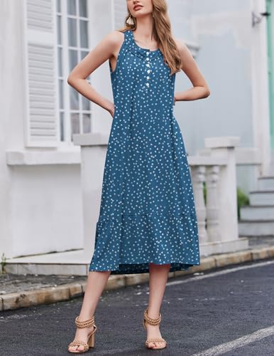 Image of Ekouaer 2 Pack Nightgowns for Women Sleeveless Long Night Gowns Victorian Nightdress with Pockets Soft Ladies Gown