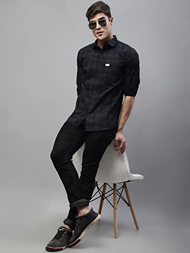 Image of Majestic Man Cotton Checkered Slim Fit Casual Shirt For Men