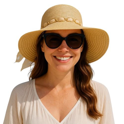 Chapéu Floppy Moda Praia Feminino Verão ABA GRANDE 866 (BR, Alfa, Único, Bege)