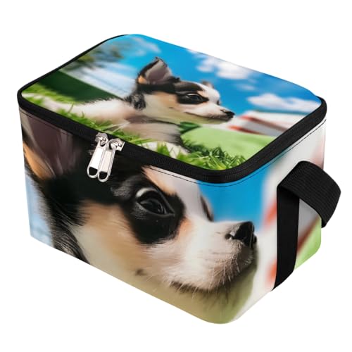 GzLeyigou Lunch Bags for Women Men 9 Cans,Grassland Dog Hot & Cold Food Delivery Bag Insulated Grocery Bag Insulated Lunch Box Puppy Cooler Bag for Office Work Picnic Beach