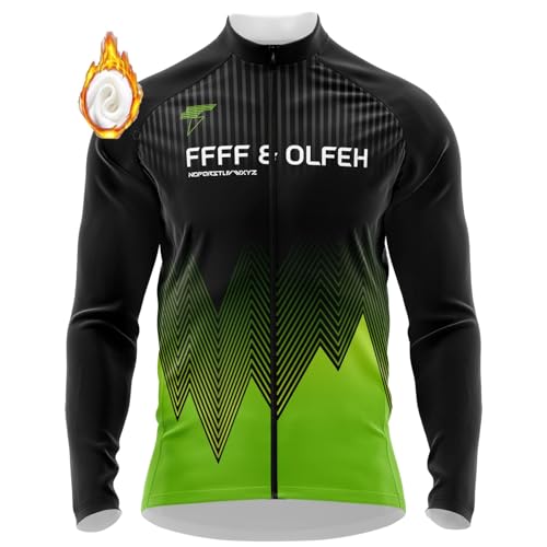 Maillot Ciclismo Hombre Manga Larga, Vellón Térmico Ropa Ciclismo Hombre MTB Maillot Bicicleta Manga Larga Lana de Invierno (3,M)