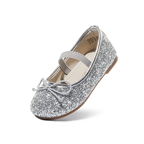 Dream Pairs Toddler Girls Dress Shoes Party Wedding Flower Girl Ballet Flats 5 Toddler Silver