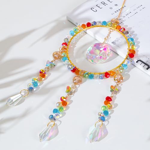 Handmade Crystal Suncatcher with 40mm Crystal Ball, Hanging Prism Ornament, Rainbow Maker, Home Decoration, Window Ornament Handmade Crystal Suncatcher with 40mm Crystal Ball, Hanging Prism Ornament, Rainbow Maker, Home Decoration, Window Ornament