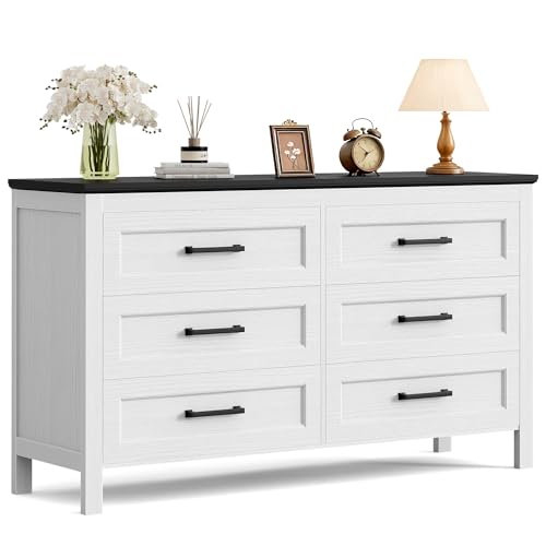 YESHOMY White Dresser for Bedroom, Wooden 6 Drawer Dresser, Closet...
